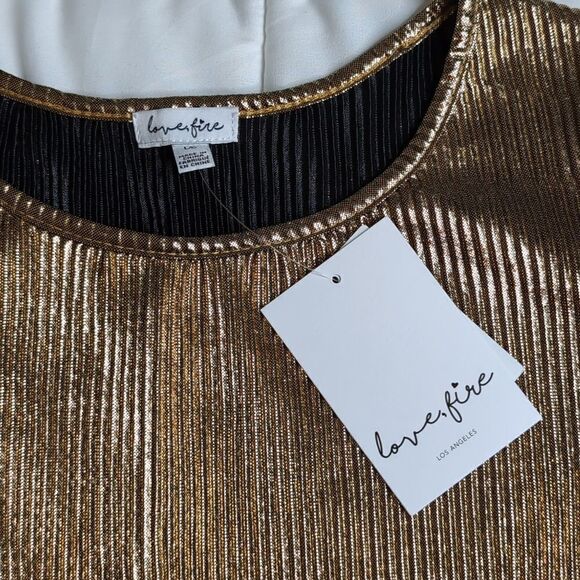 Love Fire Girls Large Gold Ruffle Sleeve Blouse, NEW - Picture 2 of 9